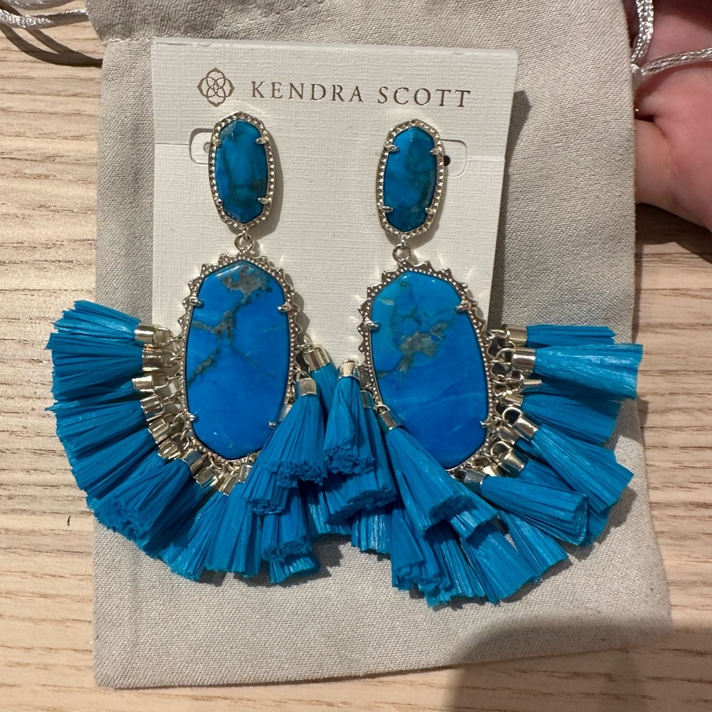 Kendra Scott Christina large drop tassel earrings in Turquoise Magnesite